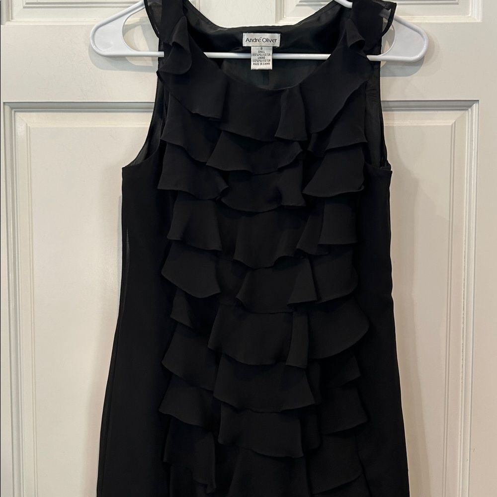 Andre Oliver Black Ruffle Mini Dress size 8 - Picture 4 of 7